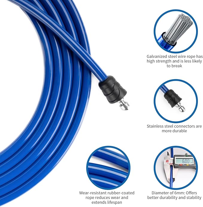 Weighted Jump Rope for Men Women with 110"&102" Abrasion-resistant Cable, Φ=6mm Crossropes jump rope with Rubber Grip,360 Degree Spin,Tangle Free,Suitable for Fitness Cardio,Boxing & Workout-StrideForce Fitness