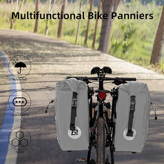 ROCKBROS Bike Panniers Waterproof Bike Rear Rack Bag Max 30L Large Capacity Bike Rear Panniers for Cycling Traveling Commuting-StrideForce Fitness