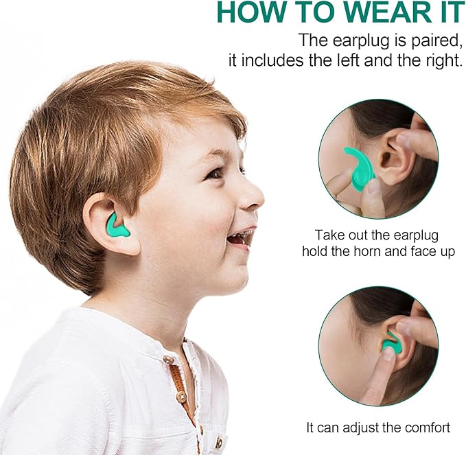 Kids Swimming Ear Plugs,3 Pairs Waterproof Reusable Silicone Child Swim Earplugs for Swimming Surfing Bathing Showering,Small Children Water Ear Plugs Suitable for Boys and Girls (Kids 4-12 Years Old)-StrideForce Fitness