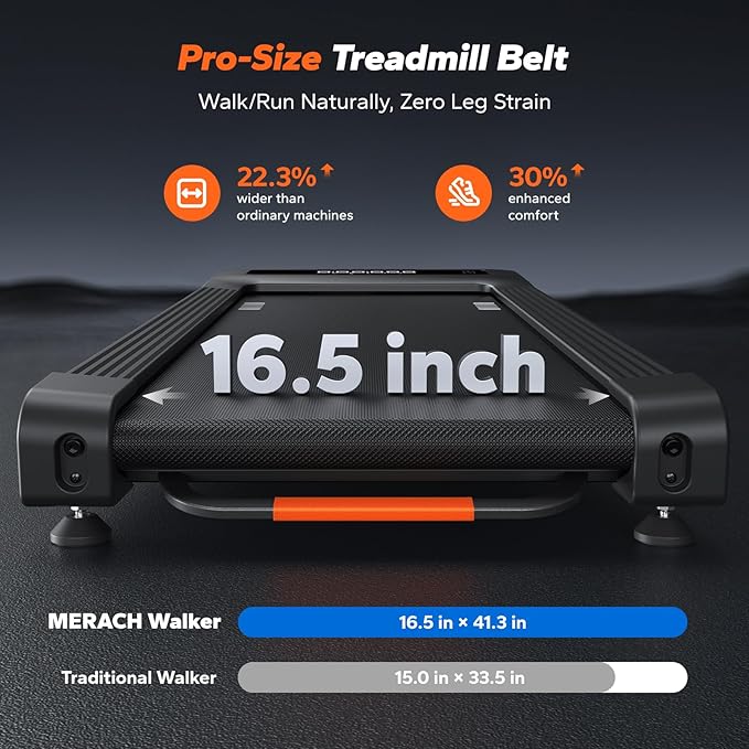 MERACH W50 Walking Pad Treadmills for Home, 12% Auto Incline, 400lbs Capacity, 3.5HP Supper Quiet Brushless, 16.5"x41.3" Spacious Running Belt, Under Desk Treadmill with Remote & LED-StrideForce Fitness