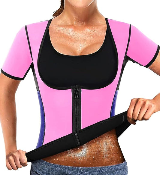 NonEcho Women Sauna Sweat Suit Sleeve Spa Cami Hot Neoprene Slimming Workout Vest Body Shaper Waist Trainer Top-StrideForce Fitness