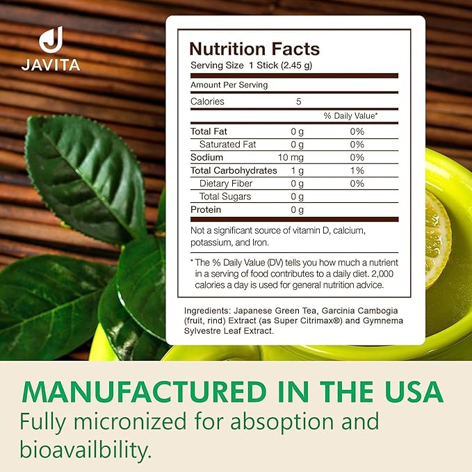 Lean + Green, Premium, 100% Japanese Green Tea, Garcinia Cambogia (as Super Citrimax) & Gymnema Sylvestre, for Weight Management, Appetite Control 24 ct - 2 Boxes, Javita-StrideForce Fitness