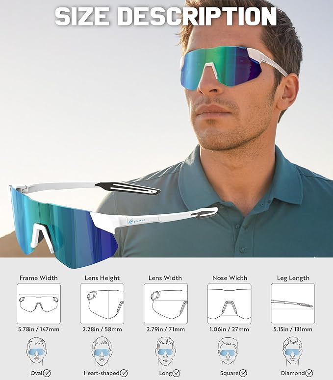 YAMAS Sport Sunglasses for Mens Womens, Wrap around Sunglasses, Non-Slip Nose Pads for Climbing and Running, UV400 Protection-StrideForce Fitness