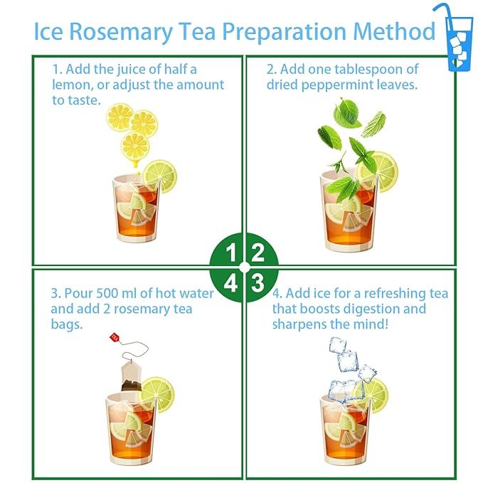 Samcci - Rosemary Tea, 40 Teabags, 1.5g/bag - Pure Dried Rosemary Leaves Tea Bags- Cultivated From Egypt - Non-GMO - Caffeine-free - Support Respiratory Health & Support Hair Growth-StrideForce Fitness