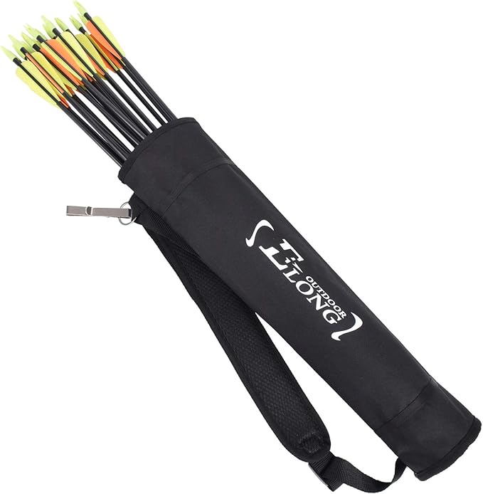 YLS Archery Hip and Back Quiver for Arrows - Black Arrow Quiver for Kids and Adults - Adjustable Arrow Holder with a Padded Strap and Belt Clip - Archery Accessories for Field and Practice-StrideForce Fitness