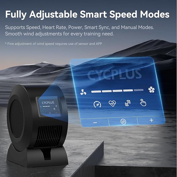 CYCPLUS Smart Indoor Cycling Fan, BLDC Motor Drive, 5 Speed Modes with Remote and APP Control, Low-Noise Bluetooth/ANT+ Cycling Fan for indoor Bike Trainers, Stationary/Spin Bikes, Cross Training-StrideForce Fitness