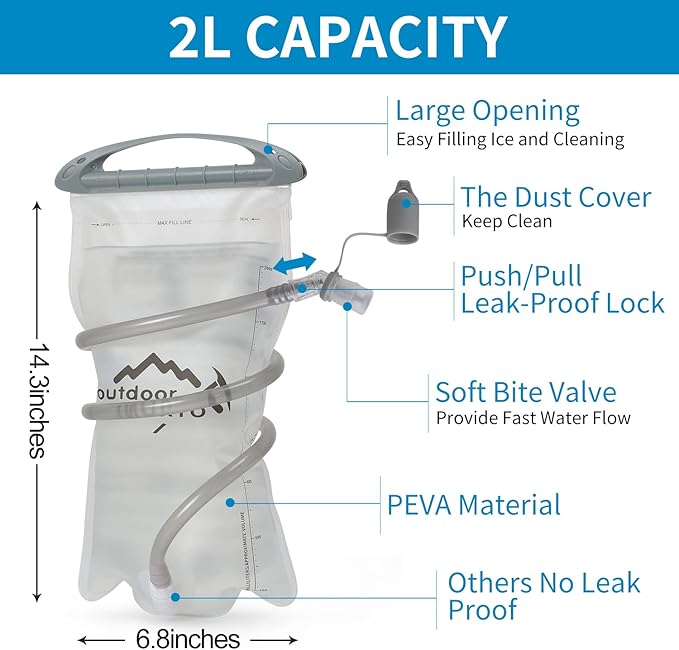 Hydration Pack Backpack, Lightweight Water Backpack with 2L Leakproof Hydration Bladder Daypack for Men Women,Running Hydration Vest for Outdoor Trail-StrideForce Fitness