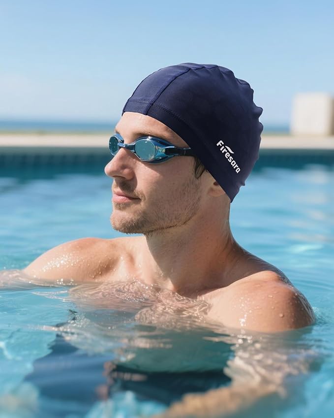 Firesara Fabric Swim Cap, High Elasticity Swimming Cap Keeps Hair Clean Breathable Fit Both Long Hair Short Hair, Swim Caps Woman Girls Men Kids One Size Hat-StrideForce Fitness