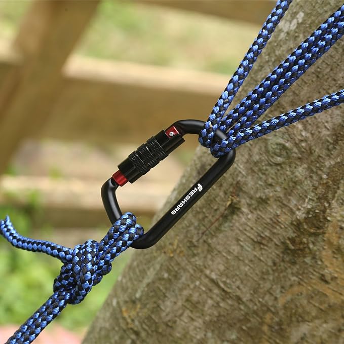 FresKaro 3inch 12kN-2698lbs Auto Locking Carabiner Clips, Solid D Shape, Heavy Duty 7075 Aluminum, Lightweight 1.09oz, Rust Proof, for Hammock, Hiking, Dog Leash, Keychain etc., Multi-Colors-StrideForce Fitness