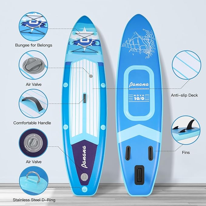 Panana Inflatable Stand Up Paddle Board, 10'x31 x6 SUP with Premium Paddle Board Accessories Kit, Anti-Slip EVA Deck for Adults Youth of All Skill Levels-StrideForce Fitness