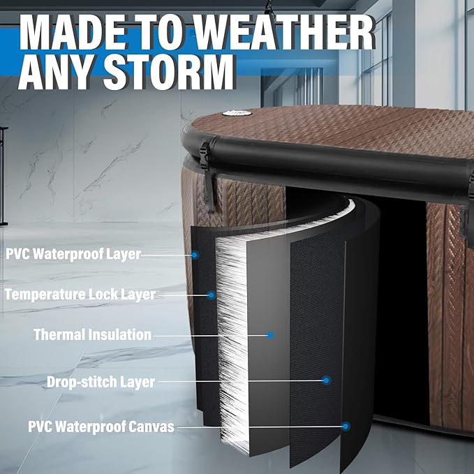 AKSPORT Ice Bath Tub for Athletes, 238 Gallons Inflatable Cold Plunge Tub Compatible with Water Chillers,Icebath for Recovery & Cold Water Therapy, Portable Bathtub for Indoor & Outdoor-Wood-StrideForce Fitness