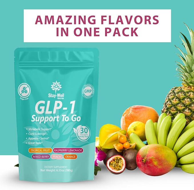 GLP-1 Supplement | Natural GLP-1 Production | GLP 1 Booster Drink Mix to Control Appetite and Cravings | Great Tasting Metabolic Support - Yerba Mate, Garcinia Cambogia, Berberine [Variety, 30ct]-StrideForce Fitness