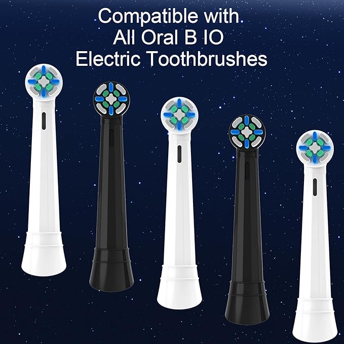 IO Replacement Heads Compatible with Oral b iO 2/3/4/5/6/7/8/9/10/Deep Clean Electric Toothbrush, Brush Heads Compatible with Oral b iO for Teeth Clean (6 Black)