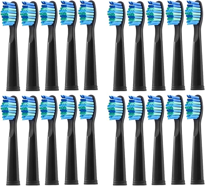 Replacement Electric Toothbrush Head Bristle Brush Refill ，Compatibility for Fairywill Refills FW-D1/FW-D3/FW-D7(20 PCS BK)