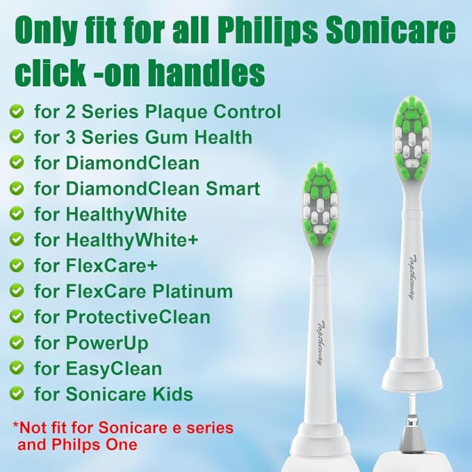 Toptheway Toothbrush Replacement Heads Compatible with Philips Sonicare ProtectiveClean DiamondClean C2 C1 G2 W 4100 5100 5300 Plaque Control, 10 Pack
