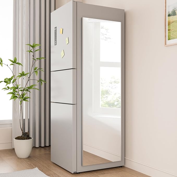 63"x20" Magnetic Mirror Lightweight Full-Length Mirror | Strong Adhesion, Easy Installation | Suitable for Refrigerators, Glass Walls, Wooden Doors, and More | 2.8LBS Ultra-Strong Support, White-StrideForce Fitness