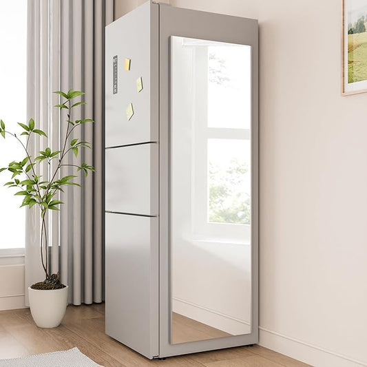 63"x20" Magnetic Mirror Lightweight Full-Length Mirror | Strong Adhesion, Easy Installation | Suitable for Refrigerators, Glass Walls, Wooden Doors, and More | 2.8LBS Ultra-Strong Support, White-StrideForce Fitness