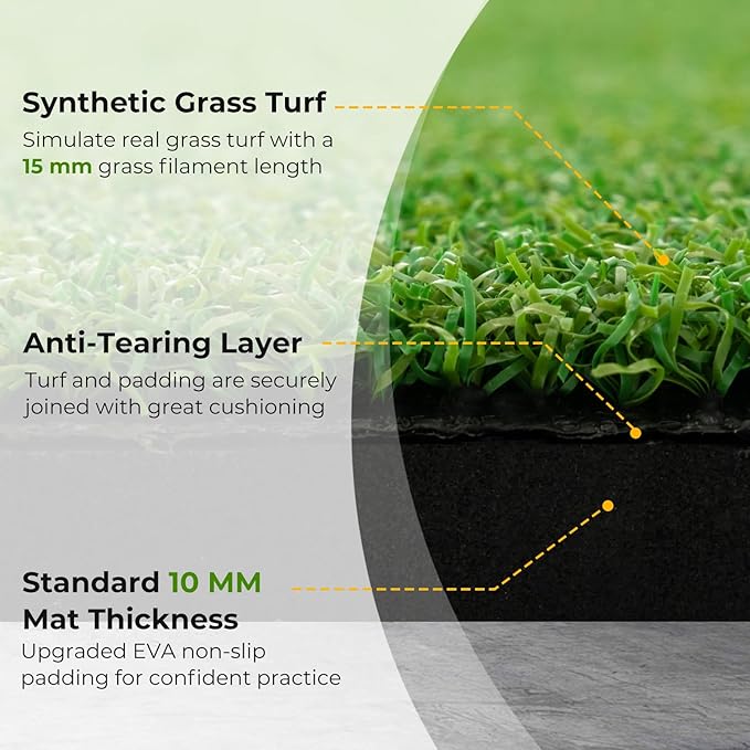 Tangkula Golf Hitting Mat, Artificial Turf Mat for Indoor/Outdoor Golf Practice Includes 2 Rubber Tees & 2 Alignment Sticks, Golf Training Mat for Home Backyard Garage-StrideForce Fitness