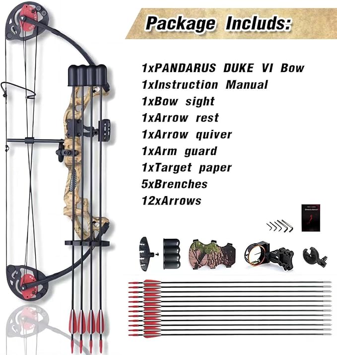 Compound Bow Archery for Youth and Beginner, Right Handed,19”-28” Draw Length,15-29 Lbs Draw Weight, 260 fps-StrideForce Fitness