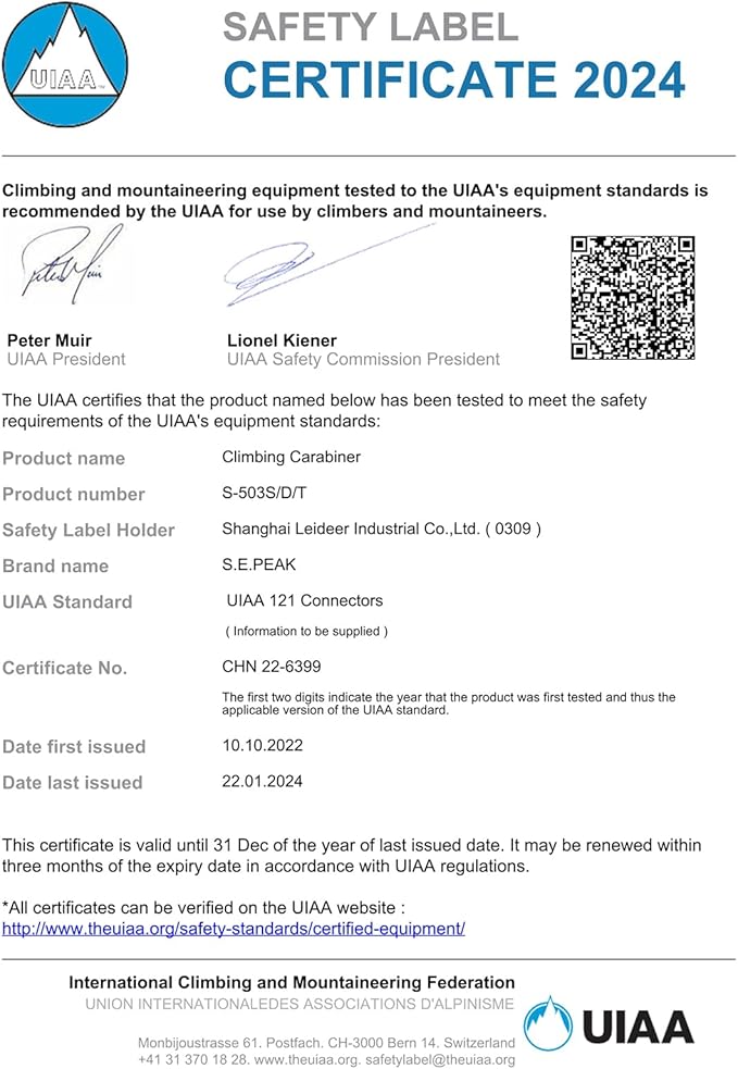 SEPEAK UIAA 30kN Climbing Carabiner Clips, Professional Heavy Duty Twist Locking Carabiners for Climbing,Mountaineering, Rappelling, Camping, Hiking, Swings, Large D Ring Hooks-StrideForce Fitness