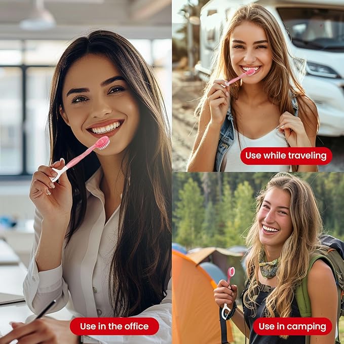 70Pack Mini Disposable Toothbrushes with Toothpaste Tongue Scraper Floss Pick 5-in-1 Single Use Portable Travel Toothbrush Individually Wrapped Box Small Prepasted Travel Toothbrush for Kids Adult ﻿