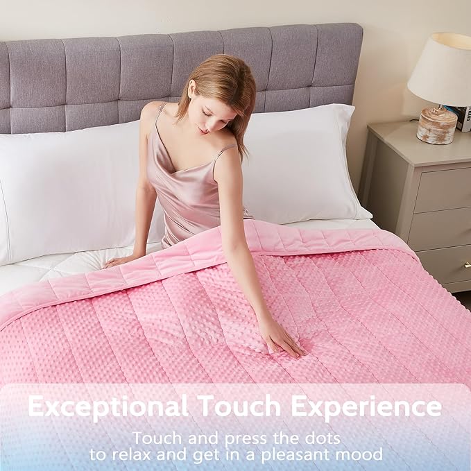 L'AGRATY Weighted Blanket for Adult - 60"x80" 15lbs Minky Dots Heavy Blanket with Glass Beads: Soft Breathable for All-Season Summer Fall Winter Thick Comfort for Sleeping-StrideForce Fitness