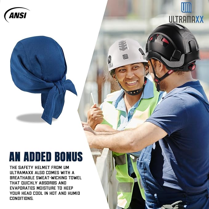 Safety Helmet Hard Hat, ANSI Z89.1 Approved Lightweight Vented Work Helmet, 6-Point Adjustable Ratchet Suspension Hardhat Ideal for Industrial and Construction-StrideForce Fitness
