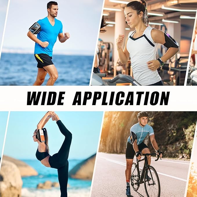 Running Phone Armband with Earphone Holder - 3D Design Cell Phone Armband for iPhone 15/14/13 Pro/Plus & Galaxy S20/S10, Water Resistant Sports Phone Holder with Key Slot for 6.9" Device-StrideForce Fitness