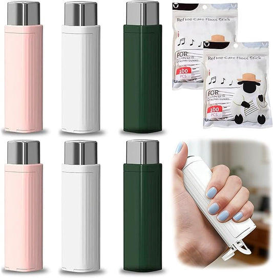 Portable Floss Dispenser with 100 Pcs Dental Floss, 2026 New Dental Floss Dispenser Dental Floss Picks Case, Refillable Automatic Travel Floss Pick Organizer Pocket Floss Boxes (6 Pcs Mix Color)