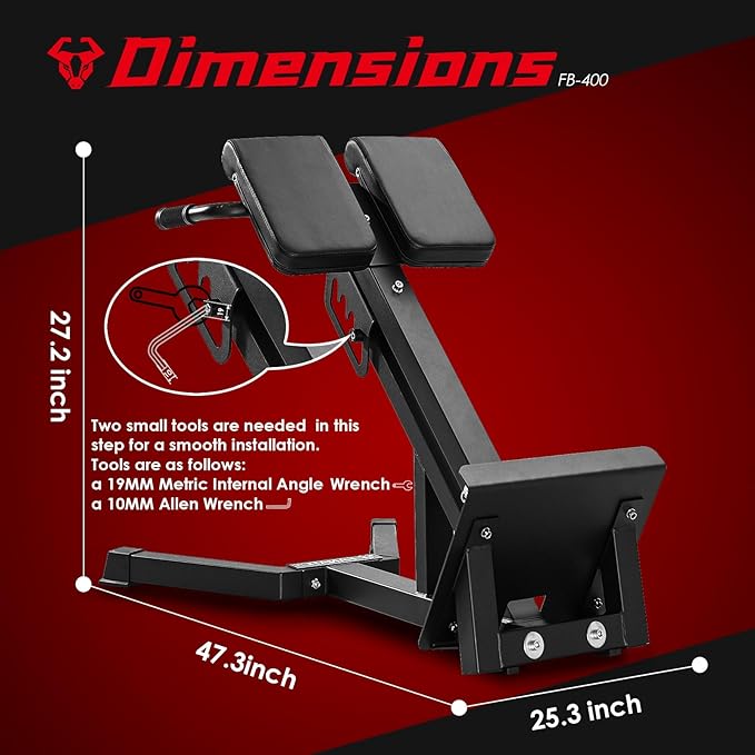 FANATICS Roman Chair Back Extension Machine Hyperextension Bench Reverse Hyper Lower Back Exercise Equipment Multi-Functional Core and Glute Workout Bench for Home Gym-StrideForce Fitness