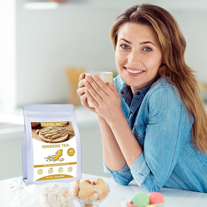 TEARELAE - Ginseng Tea, 40 Count - Pure Ginseng Root Tea Bags - Smooth Flavor - Boost Energy and Focus - Non-GMO - Caffeine-Free-StrideForce Fitness