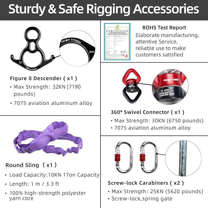 PRIOR FITNESS Aerial Silks Kit Colorful 9/15/20 Yards 40D Nylon Fabric Hammock Set With Hardware & Guide for All Levels Of Aerial Yoga Practice and Acrobatic Flying For Adults Aerial silk-StrideForce Fitness