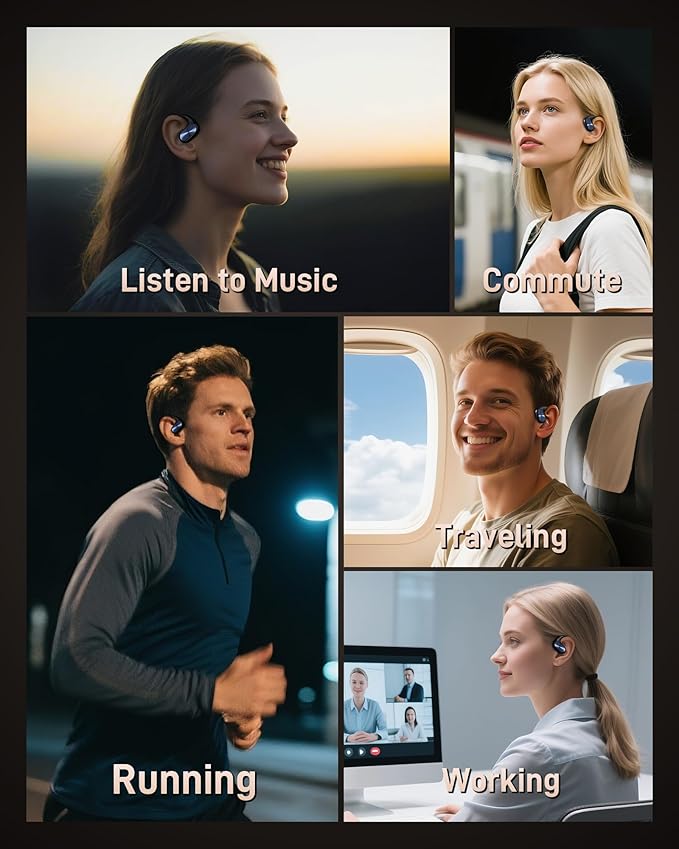 Open Ear Headphones, Bluetooth Wireless Open Ear Earbuds (0.3oz Lightweight) with 15mm Drivers, 45H Playtime, IPX5 for Sports, Fitness, Cycling, Running, Travel, Driving-StrideForce Fitness