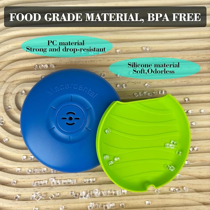 2 Pack Retainer Case,Aligner Case with Vent Holes, Compatible with Invisalign, Mouth Guard Cases，Portable Slim Travel Cute Orthodontic Retainer Cases (Blue Green)