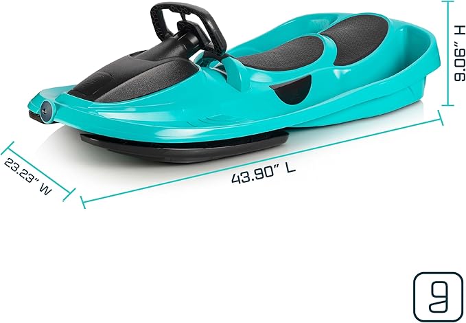 Snow Sled for Kids, Adults - Toboggan Sled, Easy Turning Steering Wheel, Anti-Slip Seat, Pull Up Brake, Durable Plastic Sled, Lightweight, Snow Sleds, Age 3+ 260 lbs-StrideForce Fitness