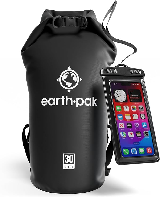 Earth Pak Waterproof Dry Bag - Roll Top Waterproof Backpack Sack Keeps Gear Dry for Kayak with Waterproof Phone Case-StrideForce Fitness