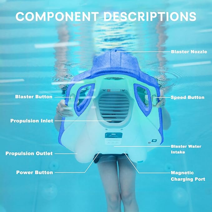 Electric Swimming Kickboard for Kids,Motorized Swim Board with Water Gun, Motorized Swim Training for Children Adults, 60N Thrust, 198 lbs Buoyancy, 25V Rechargeable Battery-StrideForce Fitness