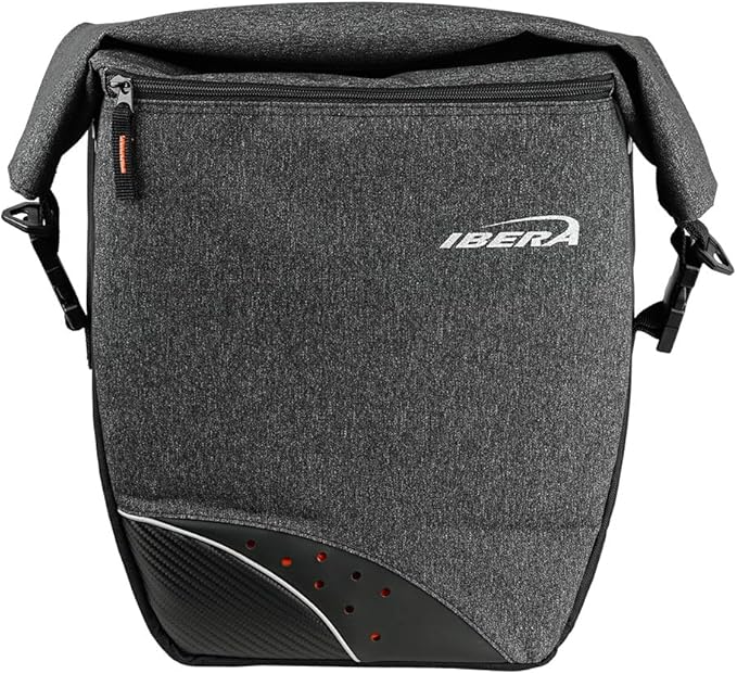 Ibera G-2 PakRak Pro Panniers Bike Bags (Pair) with Quick Release/Clip-On System - Bike Saddle Bags For Rear Rack Each with 19.8 lbs Capacity - Reflective Saddle Bag Bicycle, Fits Most Racks (Grey)-StrideForce Fitness