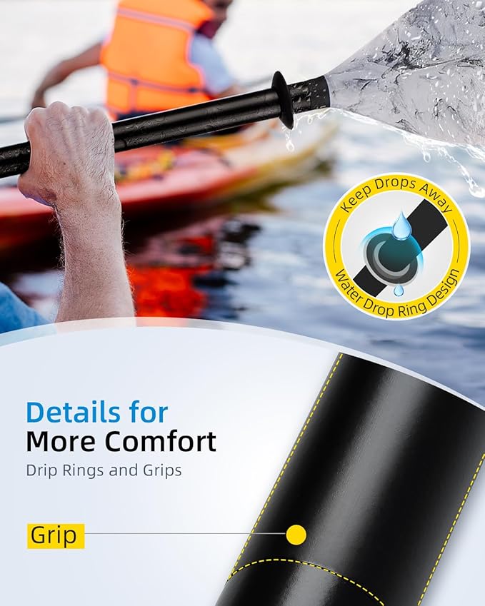 OCEANBROAD Kayak Paddle 86in/218cm, 90.5in/230cm Alloy Shaft 2-Piece Floatable Kayak Oar for Kayaking Canoeing Boating-StrideForce Fitness