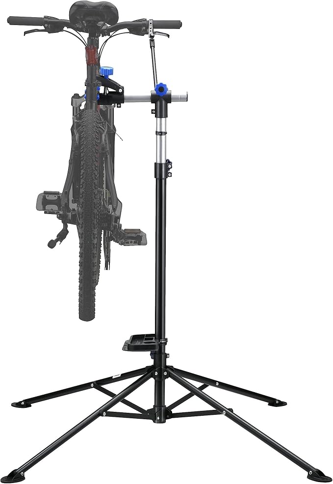 Pro Stand Plus Bike Rack - Heavy-Duty Telescoping Bicycle Stand with Tool Tray, Rotating Clamps, and Adjustable Handlebar Rod by RAD Cycle (Black)-StrideForce Fitness