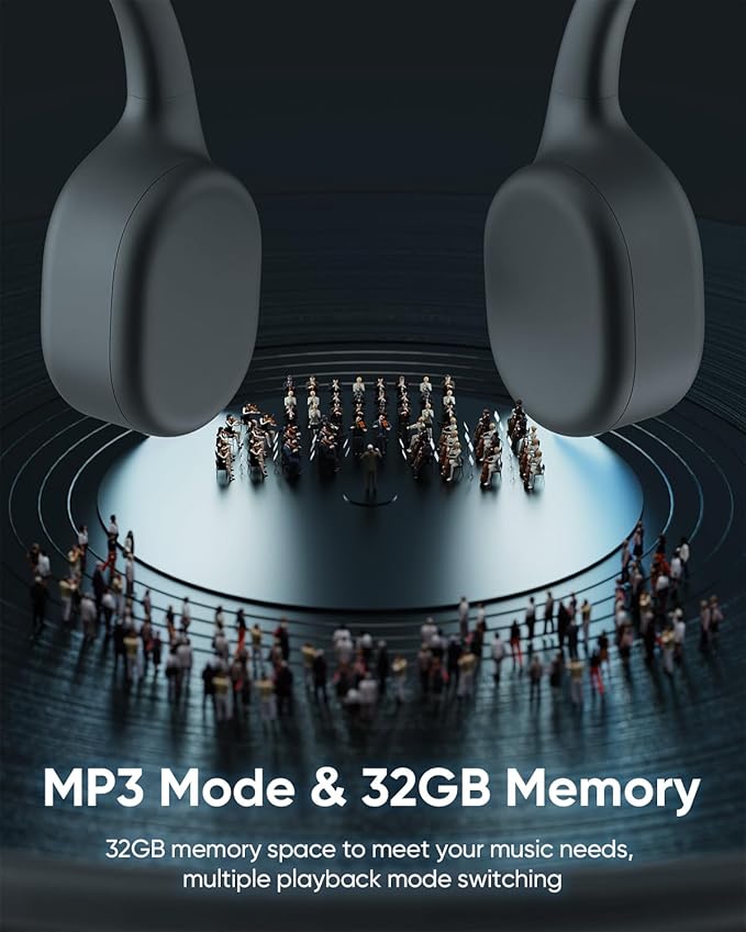 Swimming Headphones IP68 Waterproof, Bone Conduction Headphones MP3 Player Built-in 32G Memory, Bluetooth 5.4 Wireless Headset, Open Earphones Sports Suitable for Running, Cycling, Exercise-StrideForce Fitness