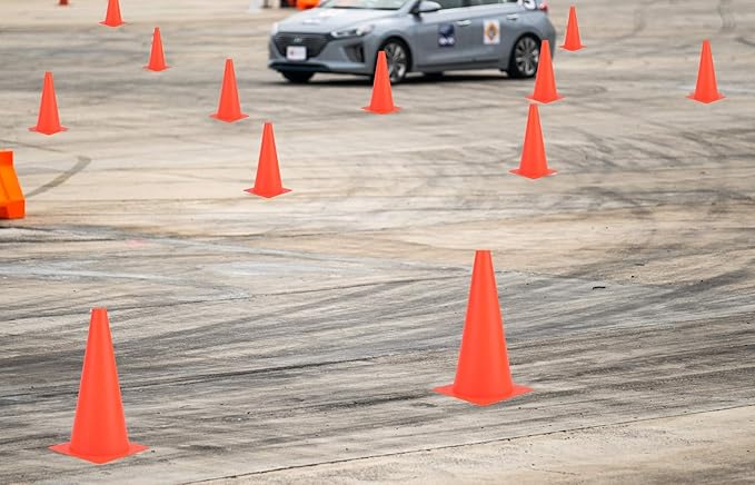 12 Inch Traffic Training Cones, Plastic Safety Parking Cones, Agility Field Marker Cones for Soccer Basketball Football Drills Training, Outdoor Sport Activity & Festive Events - 6 Colors-StrideForce Fitness