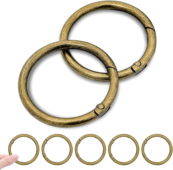 10Pack 2" Large Round Carabiner Clips, Metal Spring O Rings for Organizer Key Rings, Paracord Keychain Lanyard, Pet Chains, Purse Hardware, Key Snap Hooks DIY Accessory (Bronze)-StrideForce Fitness