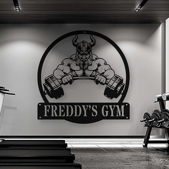 Custom Name Gym Metal Sign Personalized Fitness Wall Art Decor for Home, Workout Room, Garage, Powerlifting Center, Motivational Gift for Women, Men, Dad, Papa, Grandpa, Mother, Sister, Girls-StrideForce Fitness