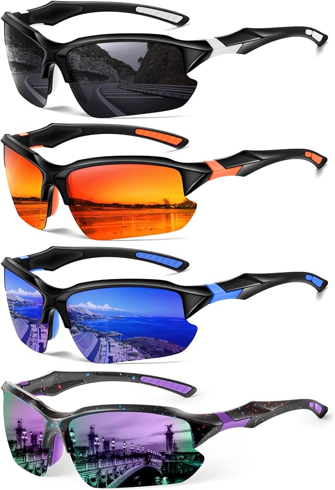 Sports Polarized Sunglasses for Men Cycling Running Fishing UV Protection Sun Glasses Lightweight Half Frame Goggles-StrideForce Fitness