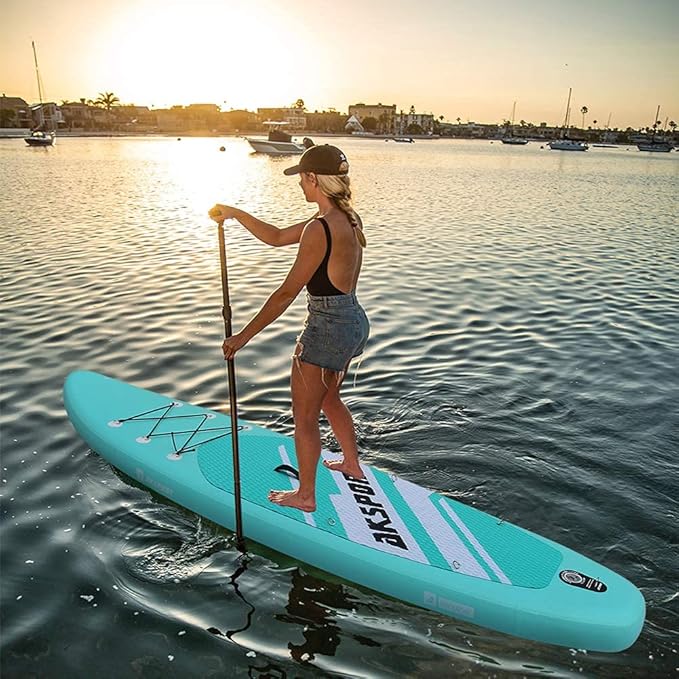 AKSPORT Inflatable Stand Up Paddle Board, SUP Board with All Accessories, Wide Stable Design, Non-Slip Deck, Inflatable Paddle Boards for Youth & Adult-StrideForce Fitness