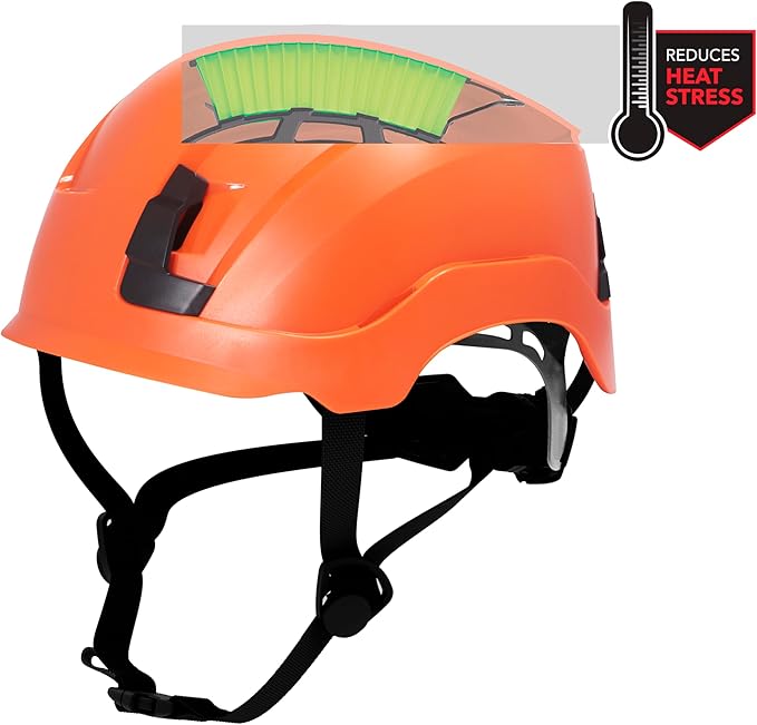 GE Safety Helmet, Impact Absorbing Tech, Adjustable Ratchet, ANSI Type 1, Memory Foam Padding, Hard Hats Protection, Lightweight, Durable, Chin Strap, Comfortable Fit OSHA Approved-StrideForce Fitness