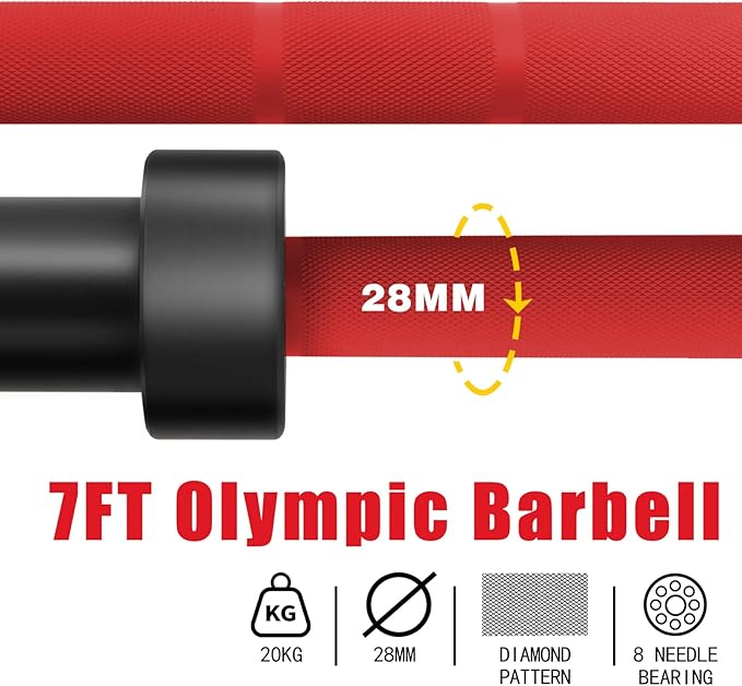 7ft Olympic Barbell for Strength Training and Olympic Weightlifting, 500 700 1000LBS Capacity Available, 2 Inch Bar for Squats, Home Gym Fitness Equipment, Bench Press, Deadlift,Powerlifting-StrideForce Fitness