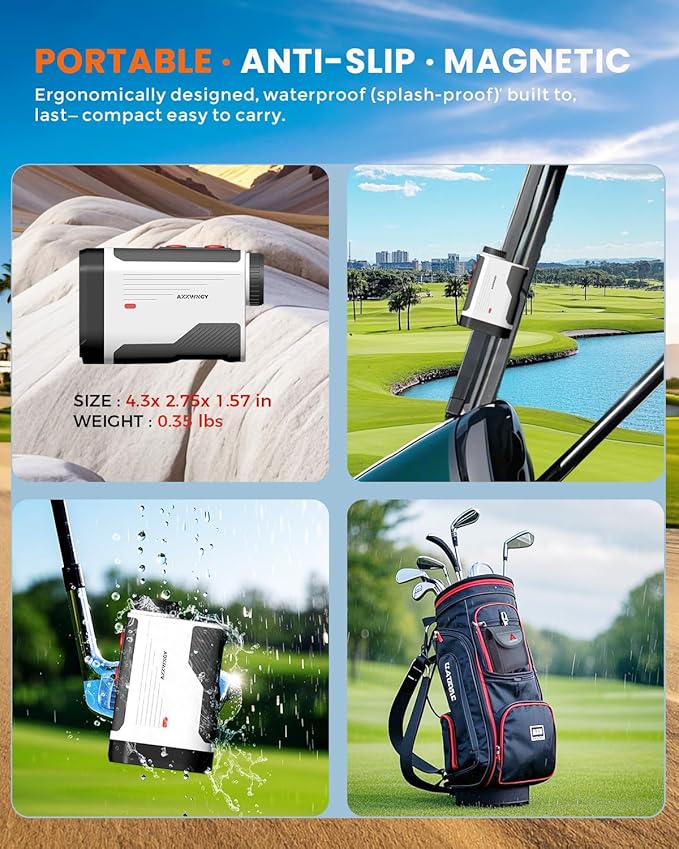 Golf Rangefinder with Slope - 1300/1500 Yards Laser Range Finder for Golf & Hunting, 7X Magnification, High-Precision Flag Locking Vibration, Rechargeable, IP54 Waterproof, Built-in Magnetic Strip-StrideForce Fitness