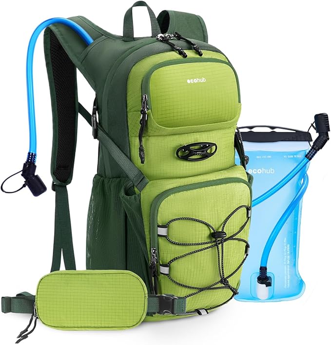 ECOHUB Hydration Backpack for Men Women, 20L Lightweight Hiking Daypack Cycling Backpack with 2L Water Bladder, Insulated Hydration Pack with Waist Pack-StrideForce Fitness